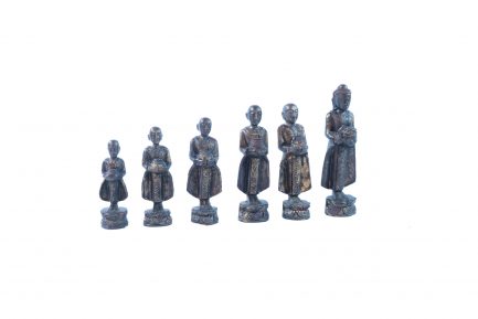 Set of Carved Monk Figurines