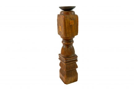 Vintage Hand-carved Indian Wooden Candle Holder