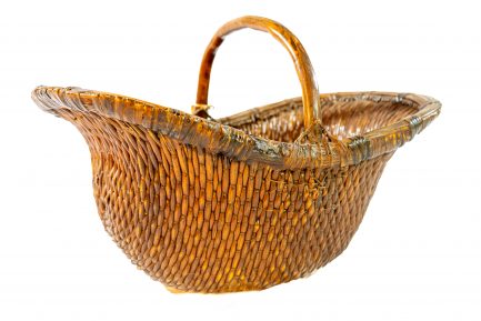 Antique Chinese Shanxi Rattan & Elm Flower Basket
