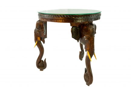 Vintage Anglo-Indian Hand-Carved Rosewood Side Table