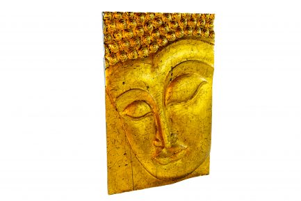 Gilded Wooden Wall Panel of Buddha Face