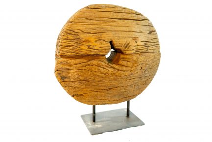 Hand-Hewn Solid Wood Village Wheel