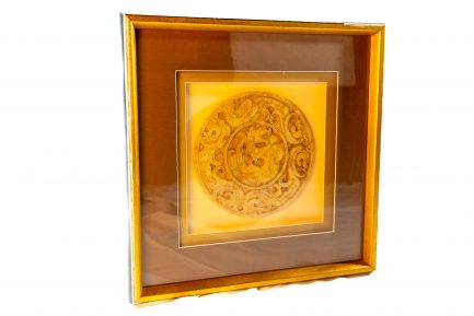 Framed Chinese Antique Style Carved Jade Bi Disc Replica