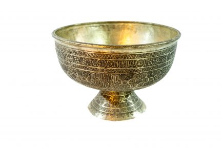 Antique Persian Tinned-Copper/Bronze Footed Bowl