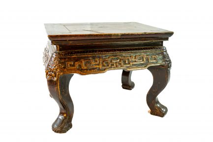 Antique Chinese Style Lacquered Wood End Table