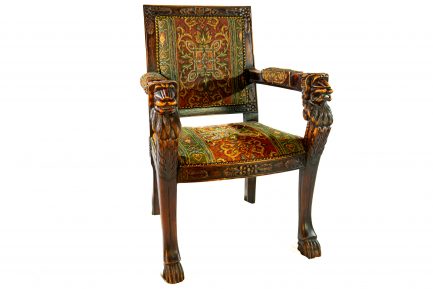 Beardsley Heraldic Lion Hand-Carved Mahogany Armchair