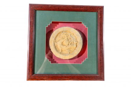 Framed Chinese Han-Style Terracotta Wadang Eaves Tile End Replica