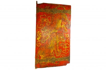 Antique Tibetan Painted Wood Monastic Door Panel