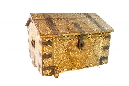 Antique Bone Inlaid Sea Captain's Storage Chest