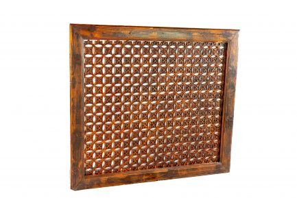 Antique Chinese Carved Elm Lattice Window Screen