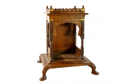 Antique Indian Hand-Carved Teak Wood Pooja Mandir (Home Shrine)
