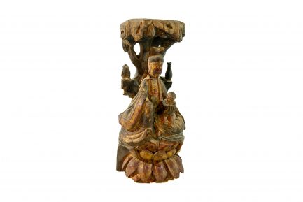 Polychrome and Gilt Wood Figure of Songzi Guanyin