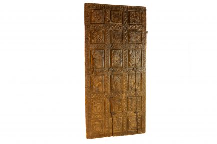 Antique Indian Hand-Carved Teakwood Architectural Panel Door