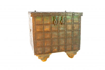 Antique Indian Teak Wood Pitara Dowry Chest