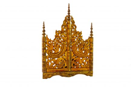 Antique Burmese Carved Teak Altar Panel
