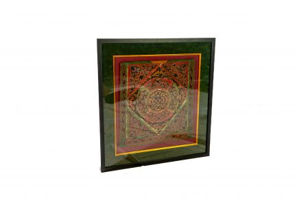 Framed Antique Ottoman Embroidered Silk Textile Art