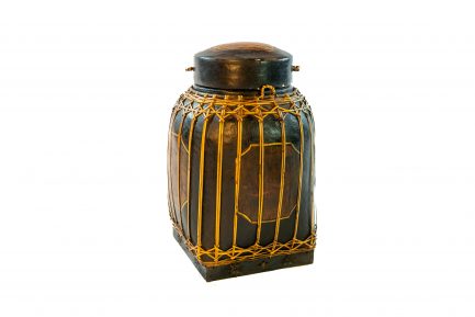 Vintage Lacquered Bamboo Rice Basket