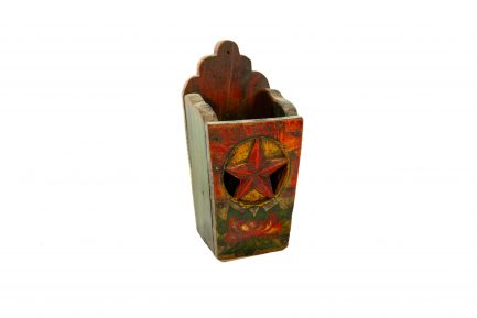 Antique Hand Painted Folk Art Wooden Wall Box