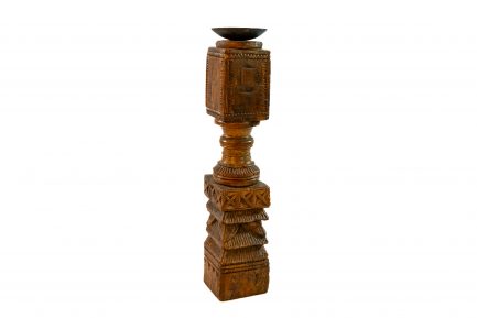 Vintage Hand-carved Indian Wooden Candle Holder