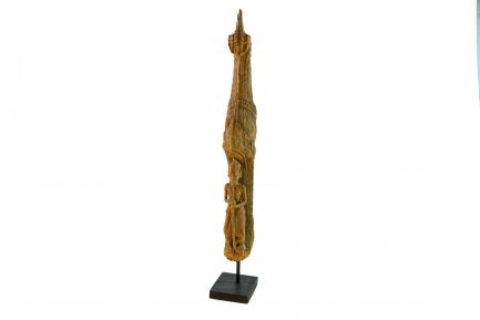 Antique Carved Teakwood Thai Roof Finial (Chofa) with Guardian Figure
