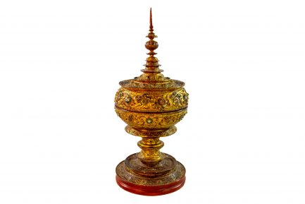 Antique Burmese Gilt Lacquerware Hsun-ok Ceremonial Offering Vessel