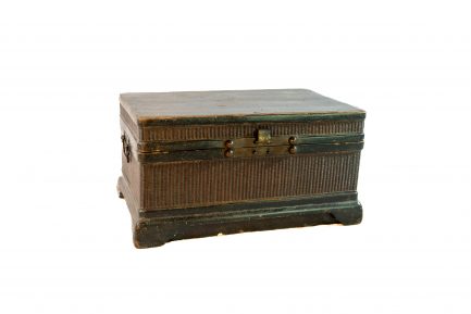 Chinese Qing Dynasty Black Lacquer and Woven Rattan Document Box