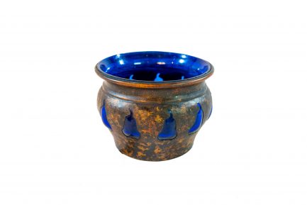 Turkish Cobalt Blue & Bronze Blown Glass Lantern