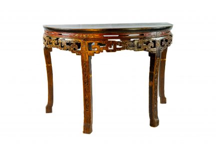 Antique Chinese Elm Demi-Lune Console Table