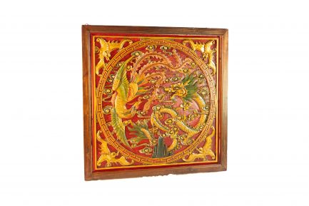 Vintage Chinese Carved Wood Wall Plaque
