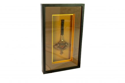 Framed 19th-Century Tibetan Flint Striker Pouch (Mechag)