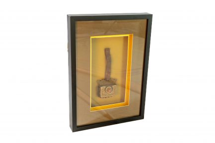 Framed 19th-Century Square Tibetan Flint Striker Pouch (Mechag)