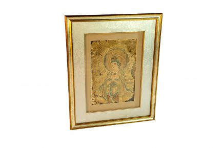 Framed Chinese Fresco-Style Mural Fragment Art — Bodhisattva Guanyin
