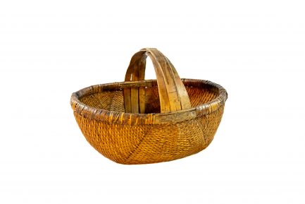 Vintage Chinese Woven Bamboo Gathering Basket