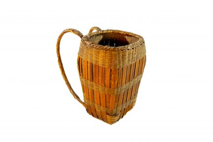 Vintage East Asian Hand-Woven Split Bamboo Backpack Basket