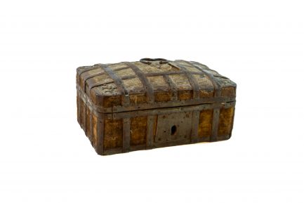 Antique Chinese Iron-Bound Strong Box – Qing Dynasty, Dated 1852