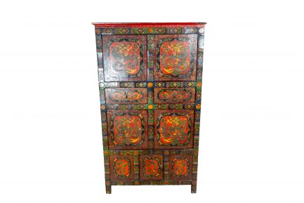 Antique Hand-Painted Tibetan Dragon Storage Chest