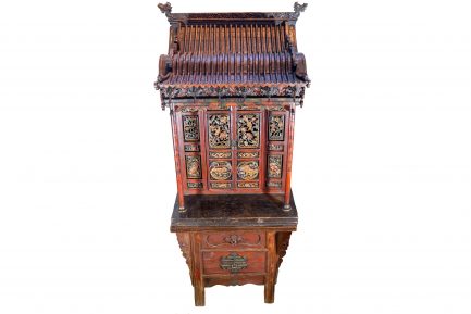 Antique Chinese Carved Lacquer House Altar Shrine (Buddha House)