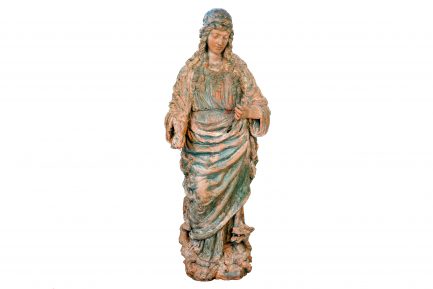 Monumental Italian Polychrome Terracotta Devotional Figure