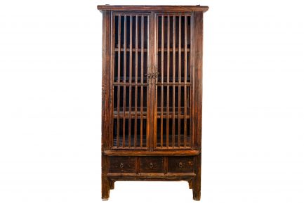 Antique Chinese Lattice Bookcase & Library Cabinet