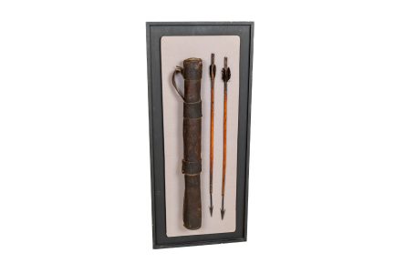 Antique East/Central African Leather Quiver and Barbed Iron Arrows