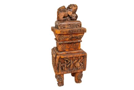 Antique Chinese Carved Wooden Altar Censer-Form Architectural Fragment