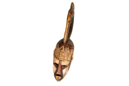 African Polychrome Bobo Kuma (Hornbill) Wooden Helmet Mask