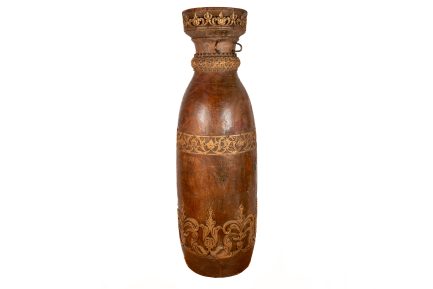 Monumental Hand-Carved Indonesian Teak Drum Shell