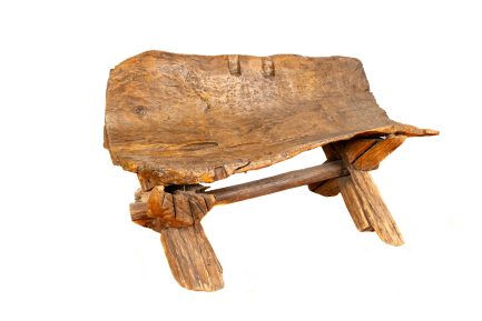 Antique Primitive Brutalist Solid Wood Bench
