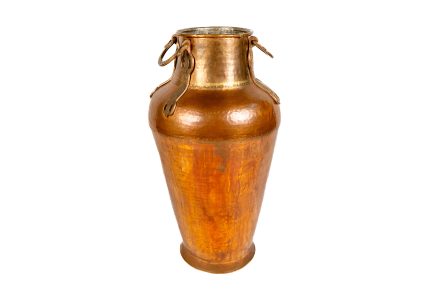 Antique 19th Century Monumental Middle Eastern Hand-Hammered Tinned Copper Water Vessel