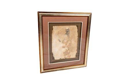 Framed Chinese Fresco-Style Mural Painting of a Tang Dynasty Court Maid