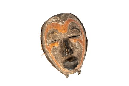 Antique Vintage Hand-Carved African Polychrome Wooden Mask - Yela / Mbole Style